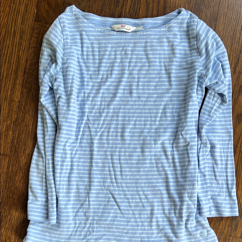 Vineyard Vines Light Blue Striped Long Sleeve Tee